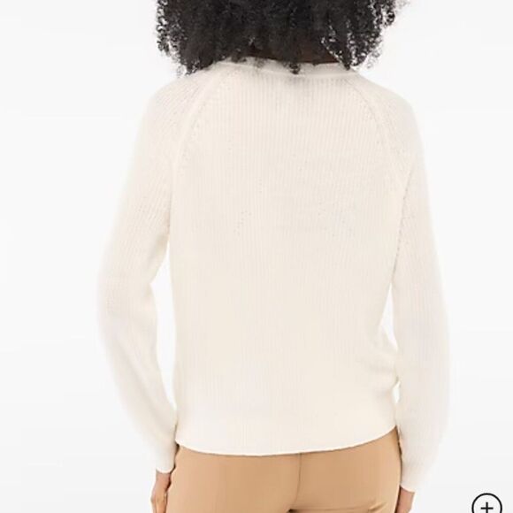 J. Crew Factory CF318 ivory utton raglan crewneck sweater size xs NWT - Picture 3 of 9